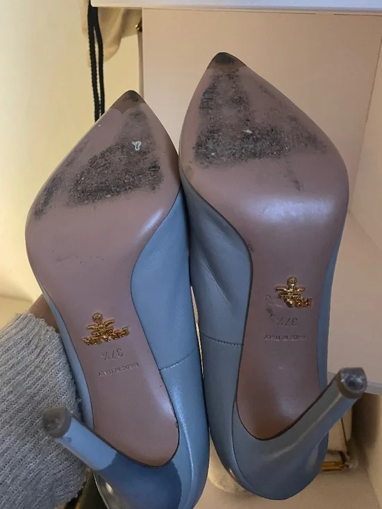 Prada Blue Leather Pointed Toe Heel - Picture 7 of 7